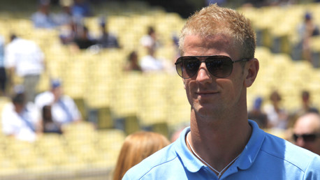 Manchester City's Joe Hart at Dodger Stadium, home of the LA Dodgers