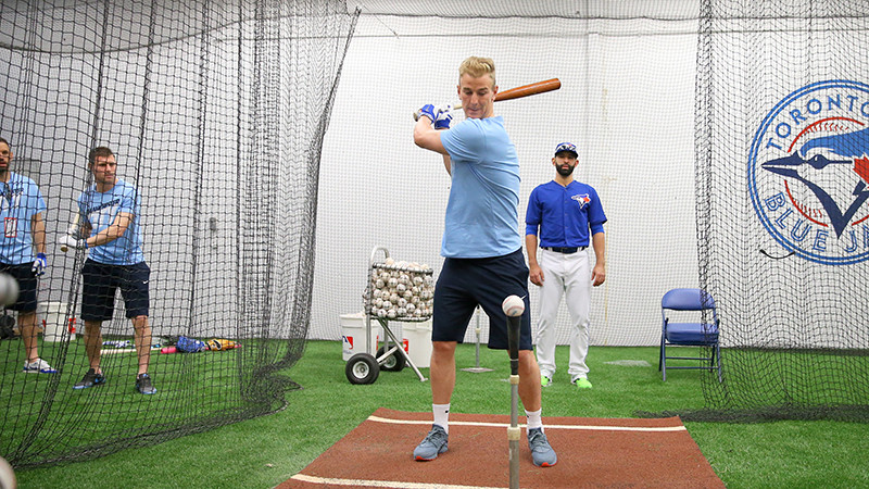 Joe Hart swinging the bat