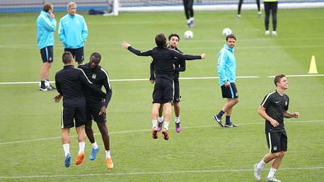 City warming up for Borussia Monchengladbach