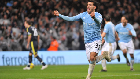 Carlos Tevez scores v Chelsea
