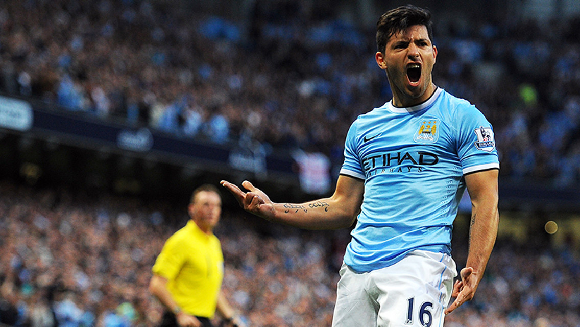 Sergio Aguero celebrating goal PA-17362637