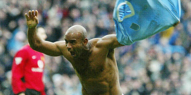 THIS IS HOW IT FEELS: Trevor Sinclair gets naked - almost - after scoring against United