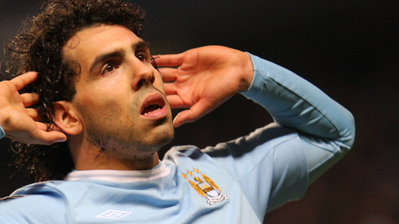 Tevez celebrates