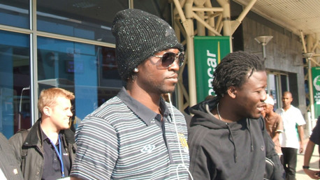 Emmanuel Adebayor arrives at Durban