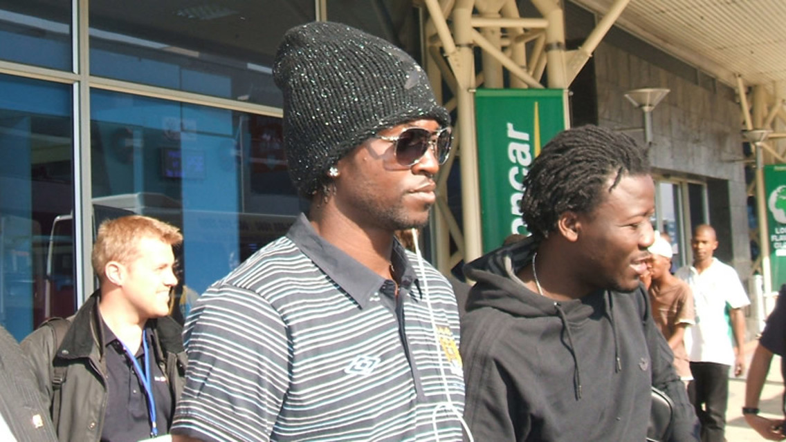 Emmanuel Adebayor arrives at Durban