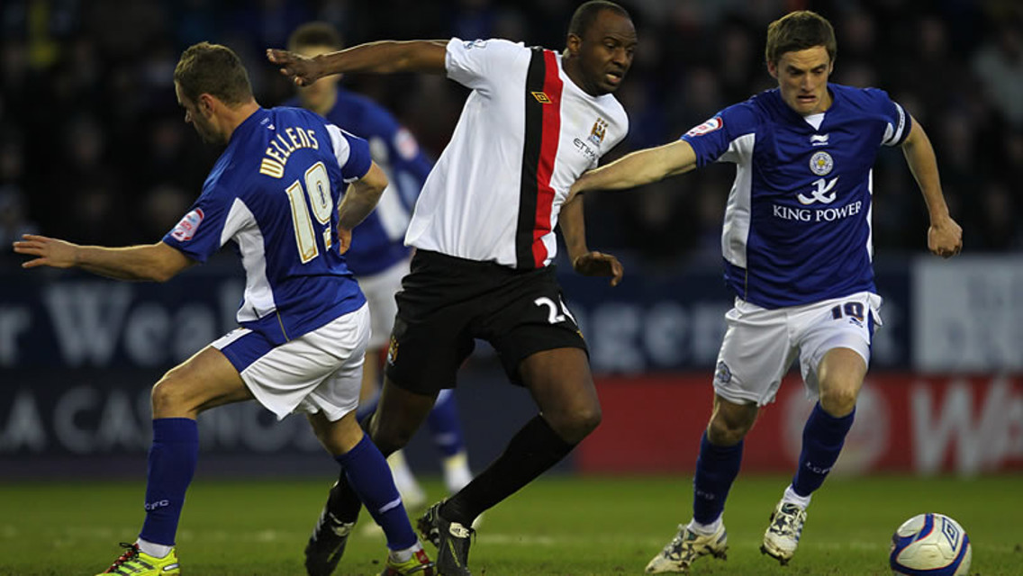 Patrick goes for the ball leicester 