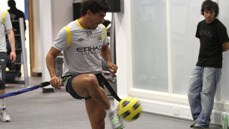 Carlos working on his hamstring