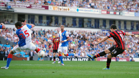Nasri fires the ball in the net