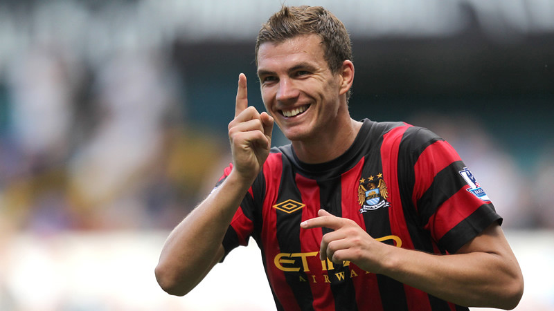 Edin Dzeko celebrates
