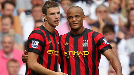 Vincent and Dzeko post goal