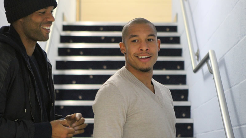 Joleon and Nigel playing but watching the guys play