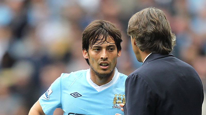 David Silva and Roberto Mancini