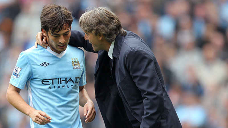 David Silva and Roberto Mancini
