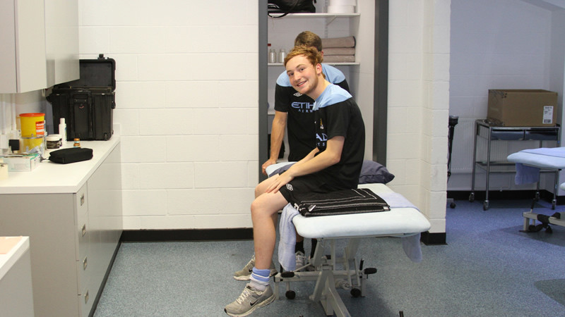 Brandon in the medical room pre game 