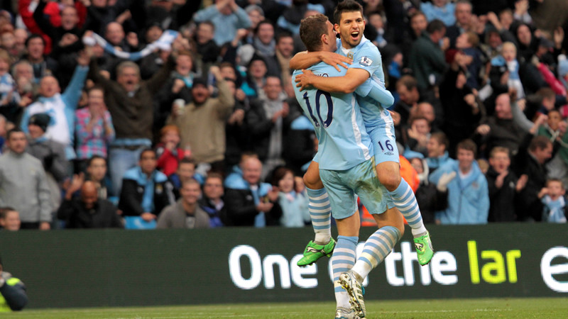 Dzeko and Aguero Celebrate