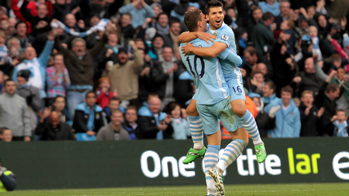 Dzeko and Aguero Celebrate
