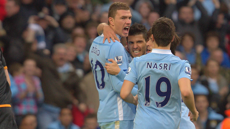 Dzeko Sergio and Nasri Celebrate