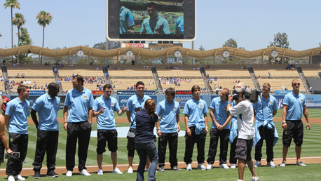 The guys get introduced to the stadium before the joe does his pitch
