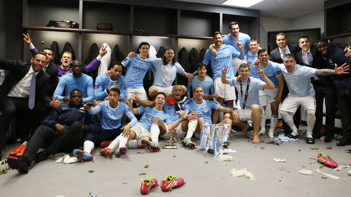 City v Sunderland: Dressing room celebrations
