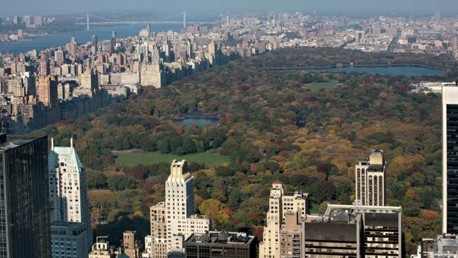 A bird's eye view of New York's Central Park seen from Rockefeller Center's Top of the Rock observatory