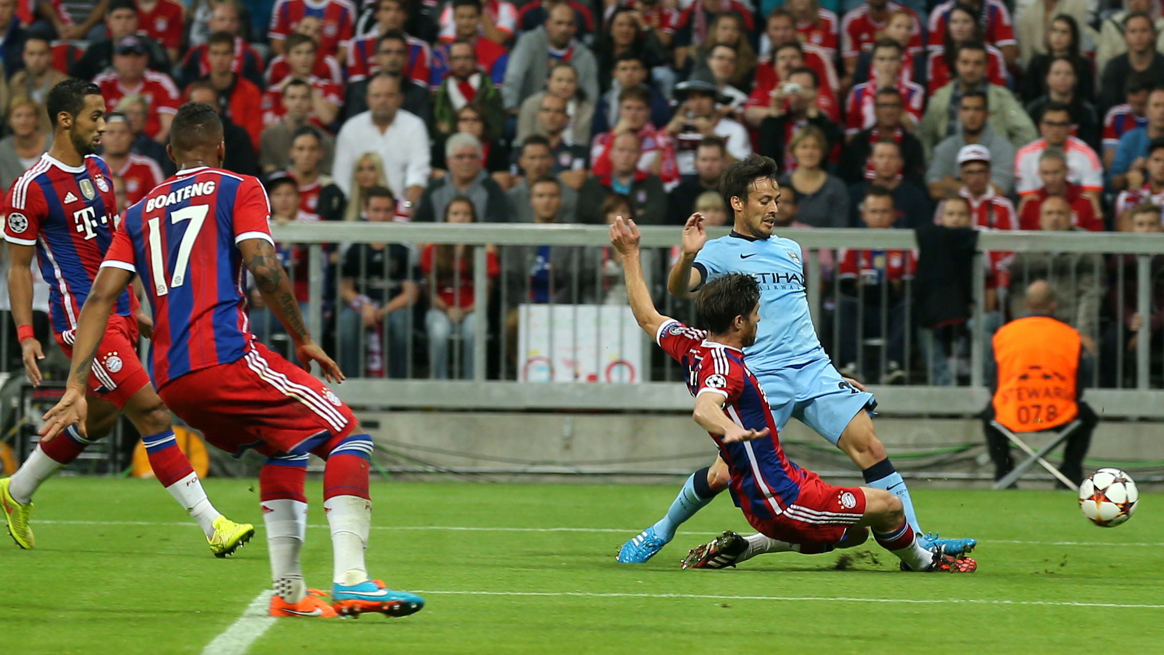 David Silva strike on goal