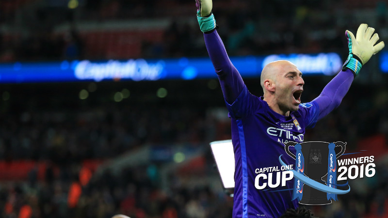 Willy Caballero celebrates with fans