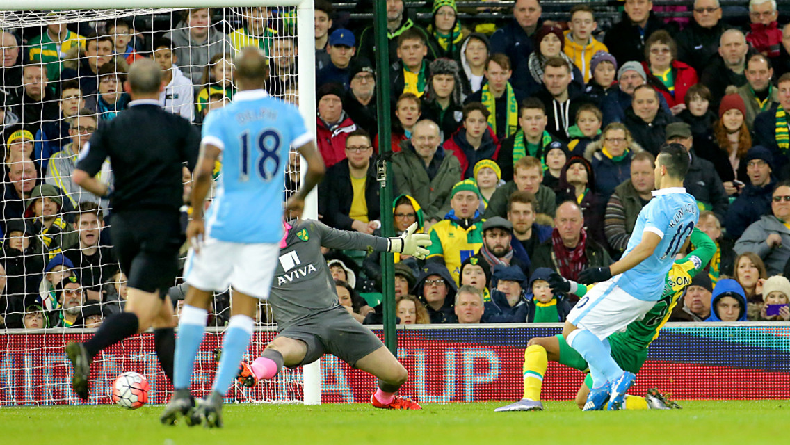 GOING SOLO: Sergio Aguero scores his brilliant goal
