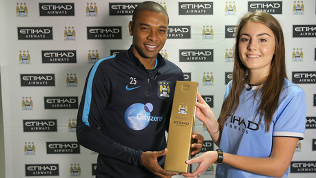 Etihad Player of the Month: Fernandinho presented with award