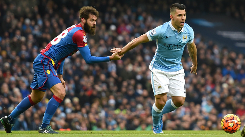 Sergio Aguero in action against Crystal Palace