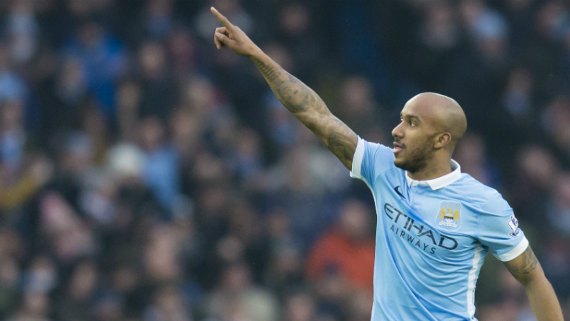 Fabian Delph celebrates scoring against Crystal Palace