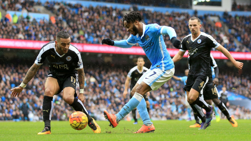 Raheem Sterling crosses the ball