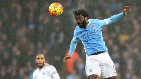 Wilfried Bony leaps to head the ball