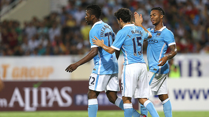 Raheem Sterling celebrates goal against Vietnam