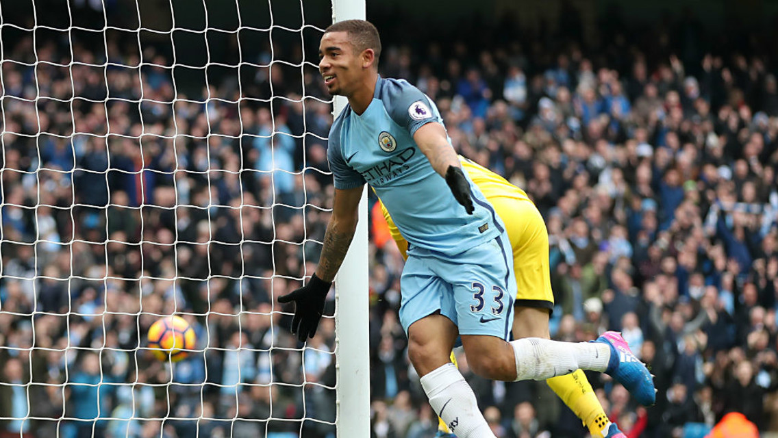 POACHER: Gabriel Jesus was happy with his second goal in a week