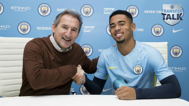 Gabriel Jesus shakes hands with Txiki Begiristain