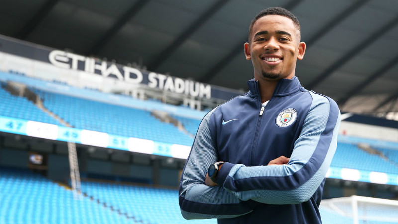 Gabriel Jesus inside the Etihad Stadium