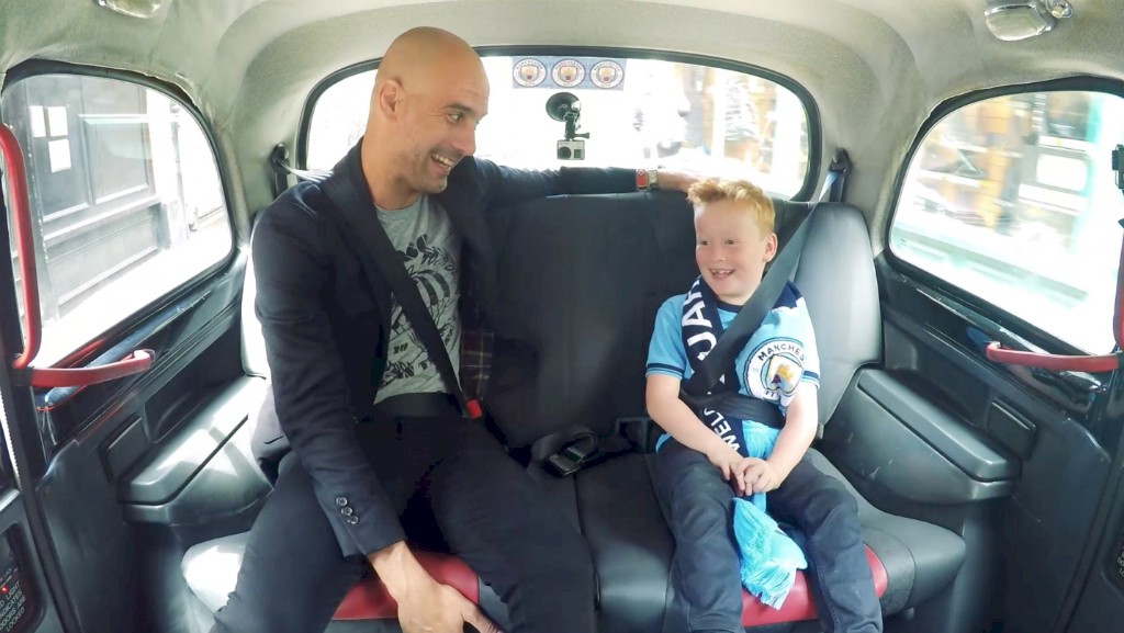Pep in taxi with Braydon Bent