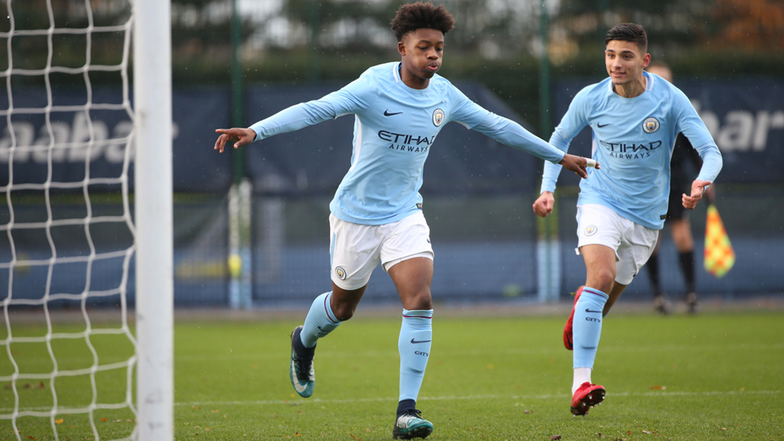 GOAL HERO: Keke Simmonds celebrates scoring against United.