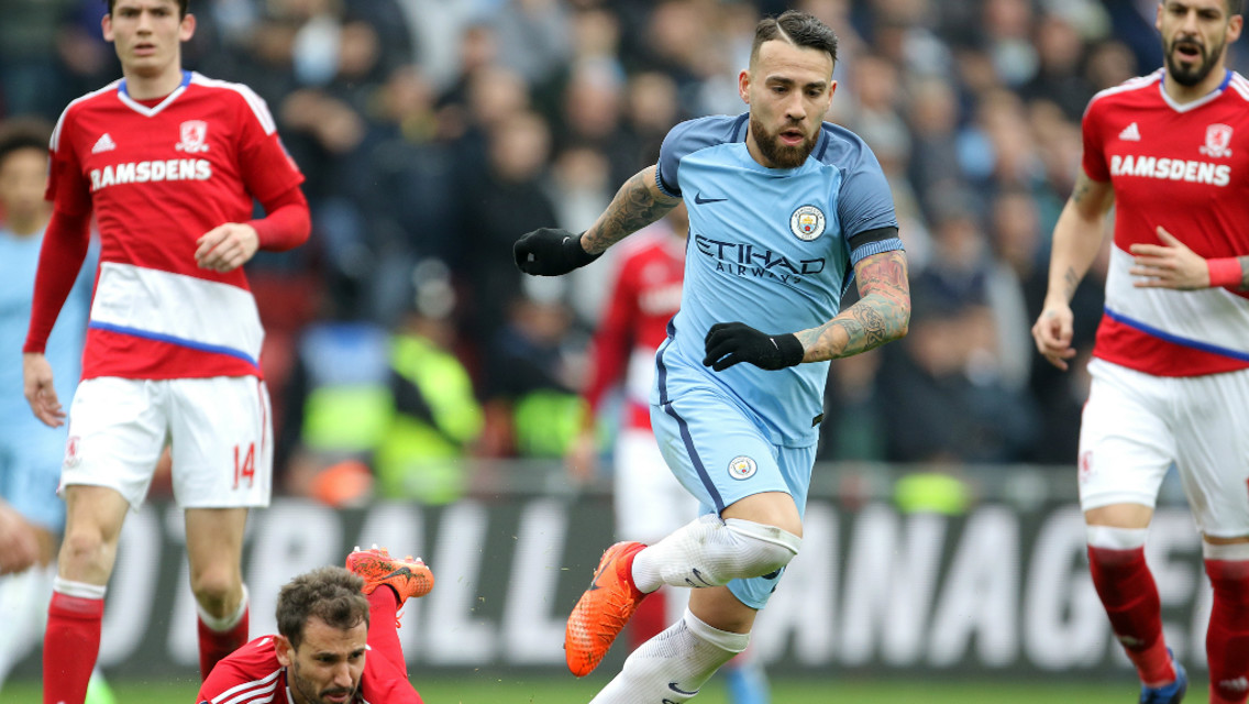ROCK AT THE BACK: Nicolas Otamendi put in another good performance as City kept a clean sheet at the Riverside Stadium.