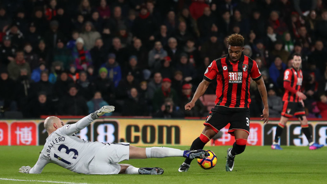 TACKLE: Willy gets down low to make a save with his feet