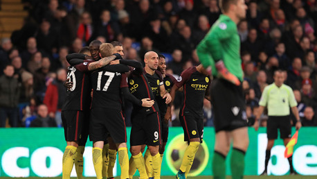 CELEBRATION - Yaya Toure celebrates scoring his side's first goal