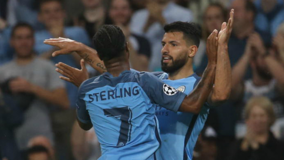 HAT-TRICK HERO: Sergio Aguero netted another treble - this one in a 4-0 rout against Borussia Monchengladbach