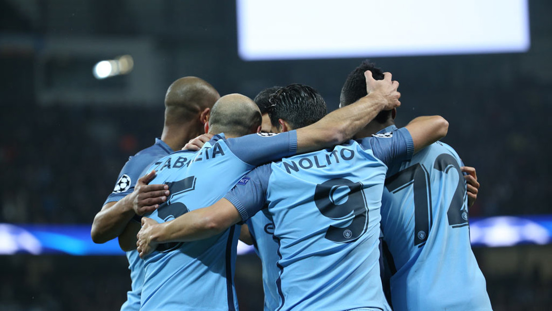 LEVELLER: The team gather to celebrate the equaliser