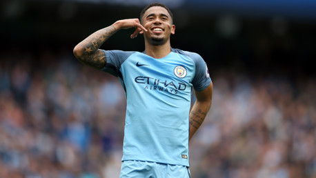 Gabriel Jesus celebra su tanto ante el Leicester