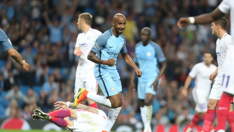 GET IN THERE: Delph celebrates his first start under Pep in style