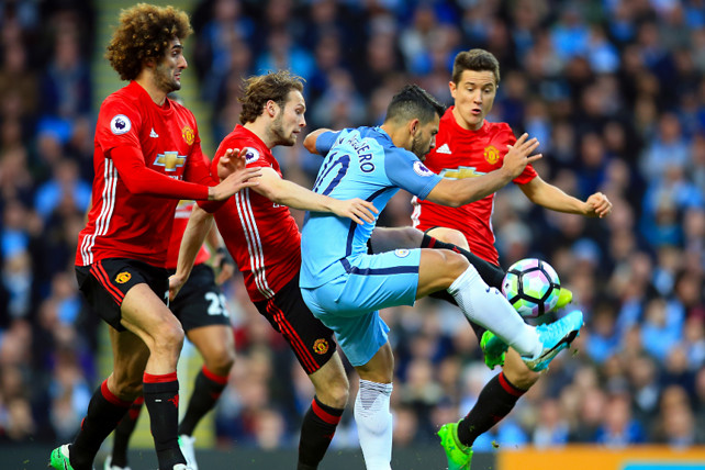 THRILLING: A tight contest between City and United at the Etihad Stadium last season