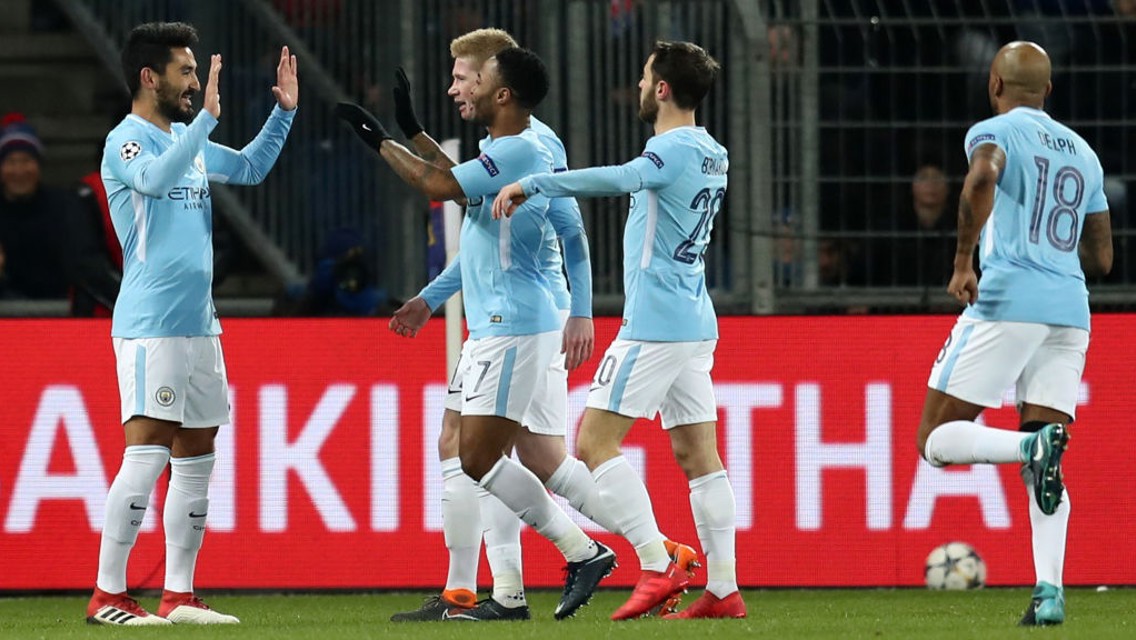 DEADLOCK BROKEN: Ilkay Gundogan celebrates heading City into an early lead. 