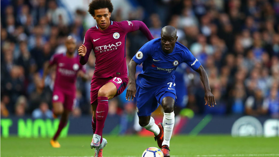 ON YOUR MARKS: Leroy Sane chases down N'golo Kante