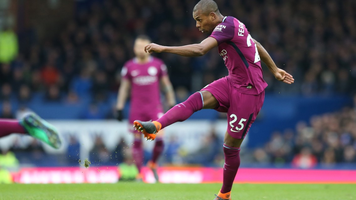 LYNCHPIN: Fernandinho tries his luck from distance.