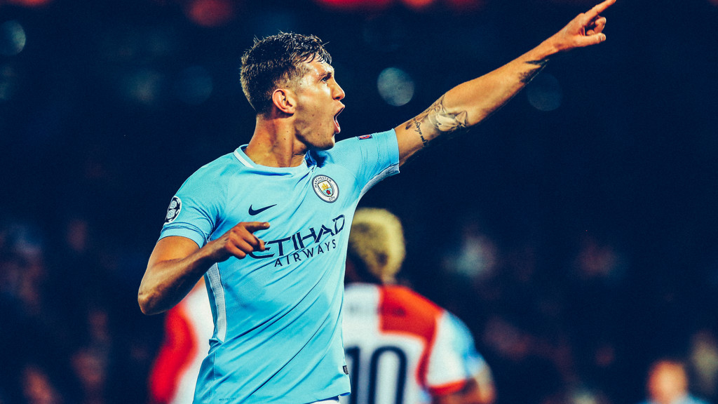 MADE OF STONES: John Stones points to the travelling City fans